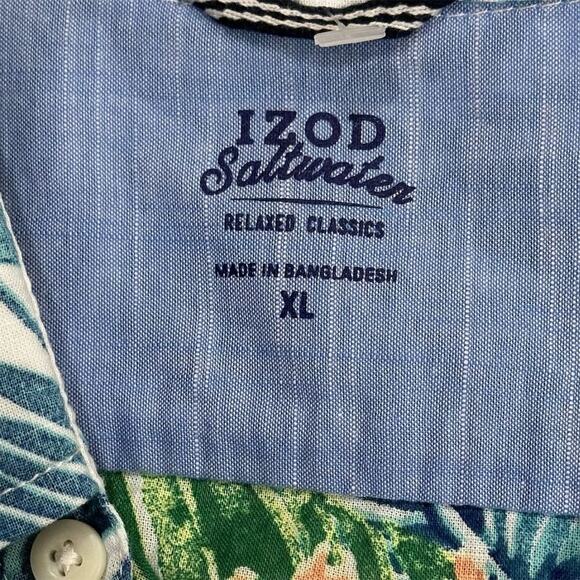 IZOD Men's XL Tropical Hawaiian Floral Short Sleeve Button-Up Shirt Multicolor - Picture 3 of 6